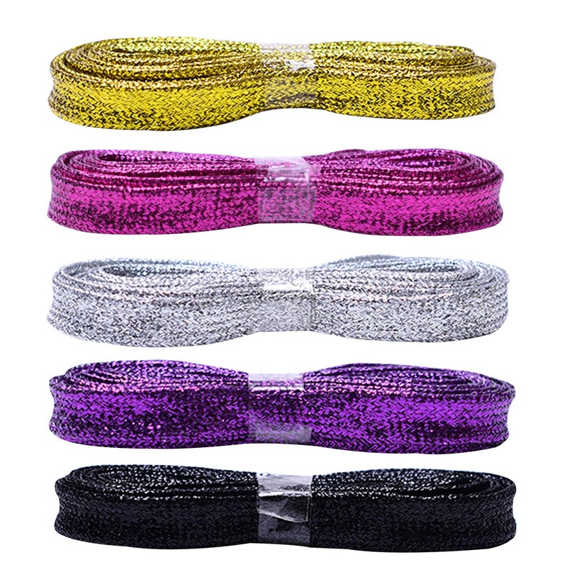 AYECEHI Shimmery glitter 42" Solid Colors Flat Shoelaces Flat Colored Shoe Laces Strings for Sneakers Skate Boots Sport - 5 Pairs - Image 2